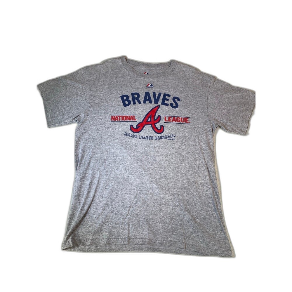 Atlanta Braves youth XL majestic grey t shirt mlb